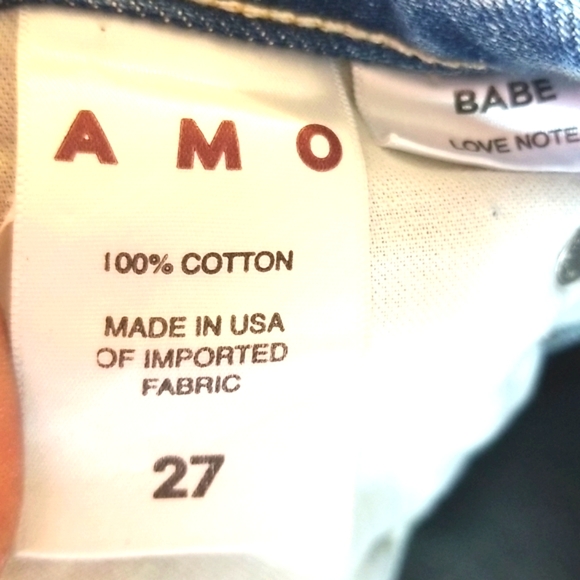 AMO BABE LACE UP Love Note Laces Ankle Ties Button Up High Anthro Denim Jeans 27 - Picture 15 of 16